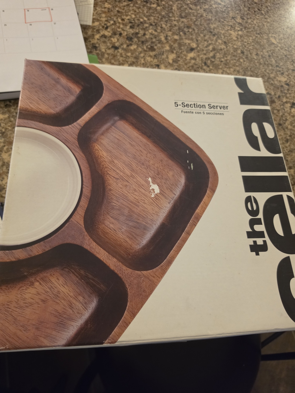 5-Section Wooden Snack Server Tray in Brown by the Cellar